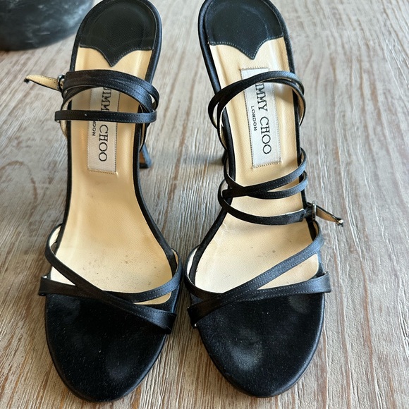 Jimmy Choo Black Satin Stiletto Heels 39 - Picture 2 of 12